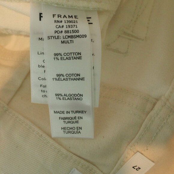 Frame Le Crop Mid Rise Mini Boot Cut Two Tone Ivory Beige Denim Jeans 27 NWT - Picture 8 of 8